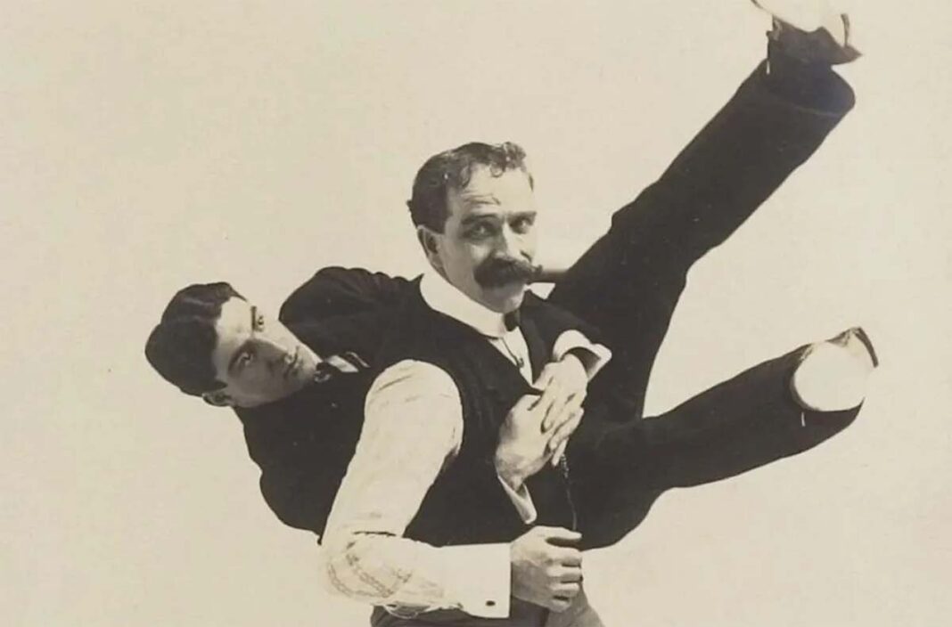 Vintage Victorian photo album offers a gentleman's guide to self-defense maneuvers, 1895