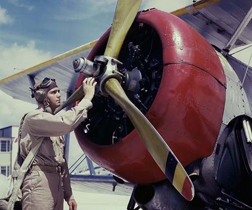 Vintage color photos show WWII air cadets in training at Naval Air Station Corpus Christi, 1942