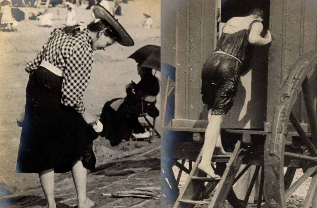 Vintage photos capture the Edwardian beach style that was elegant but stifling, 1906