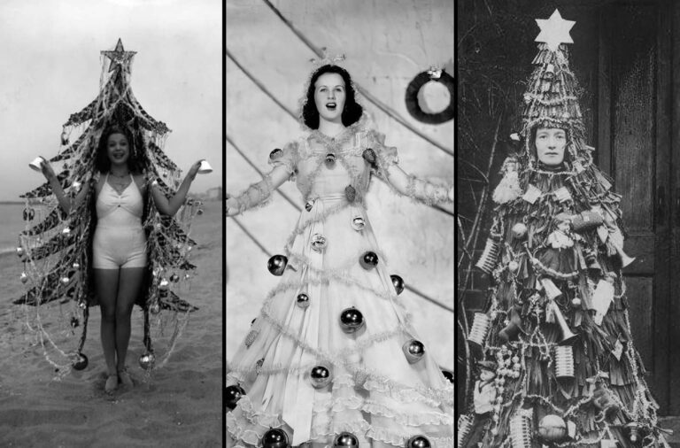 When People Became the Decor: Vintage Photos of People Wearing Christmas Tree Costumes
